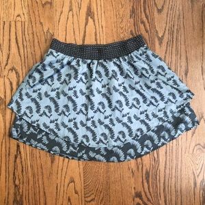 Free People Blue Fan Print Tiered Miniskirt